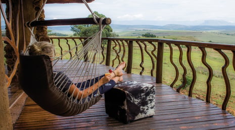 Remote worker stay Antbear Lodge in Drakensberg / Giants Castle South Africa